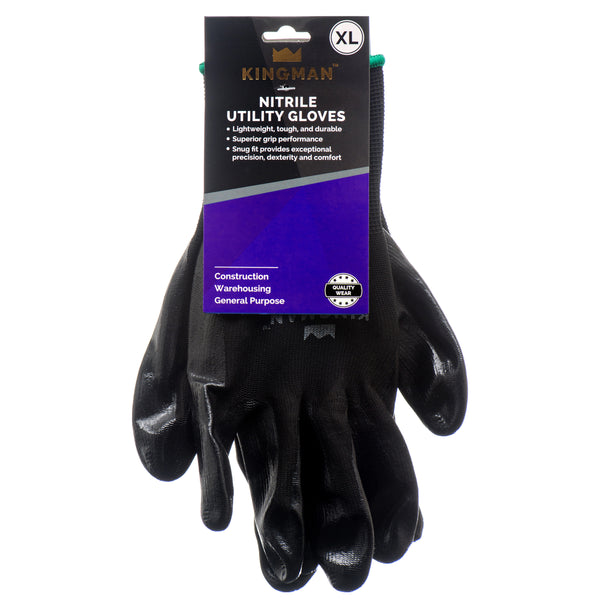 Kingman Nitrile Utility Gloves, X-Large (12 Pack)