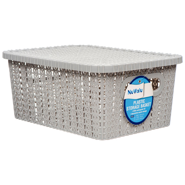 NuValu Plastic Storage Basket w/ Lid, 9.6" (24 Pack)