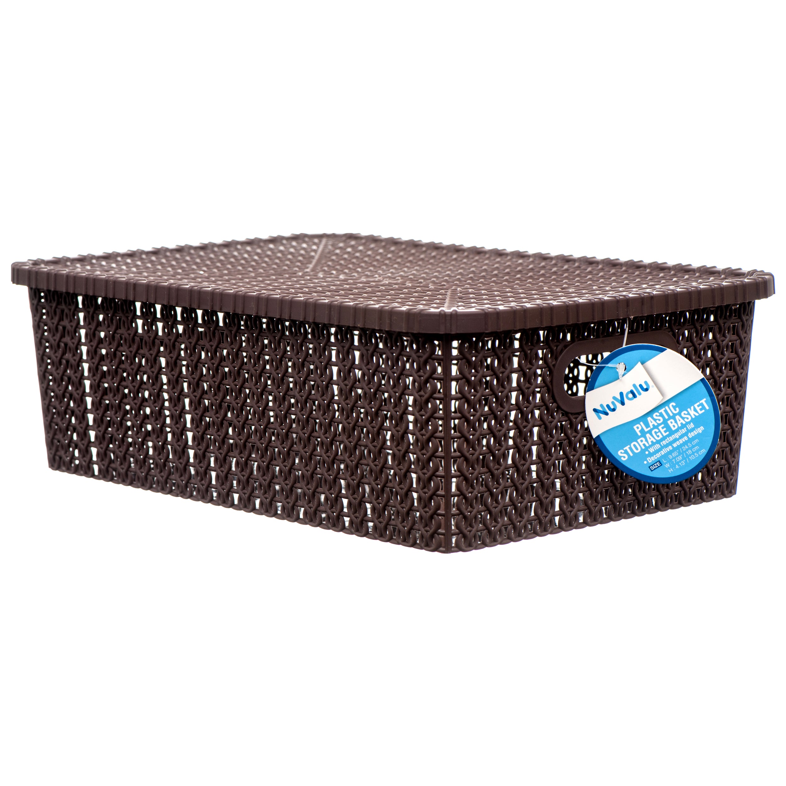 NuValu Plastic Storage Basket w/ Lid, 14" (24 Pack)