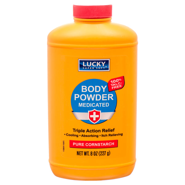 Lucky Corn Startch Body Powder, Medicated, 8 oz (12 Pack)