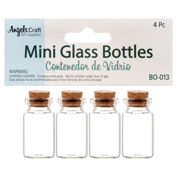 Glass Bottles W/ Cork Top 1.7" X 0.8" 4 Ct (12 Pack)