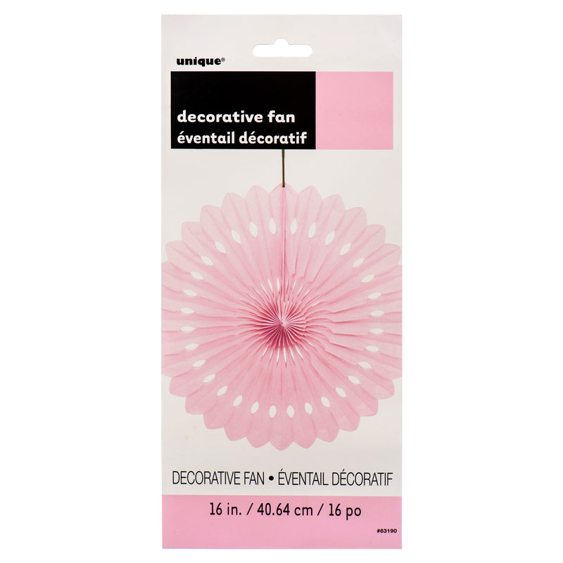 Hanging Deco Fan 16" Lovely Pink (12 Pack)