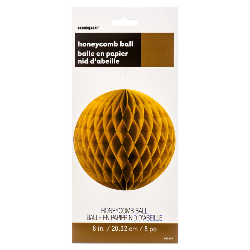 Hanging Deco Honeycomb Ball 8" Powder Gold (12 Pack)