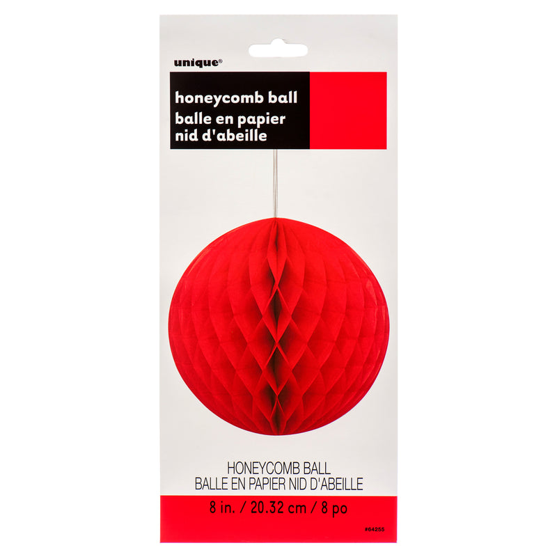 Hanging Deco Honeycomb Ball 8" Powder Red (12 Pack)
