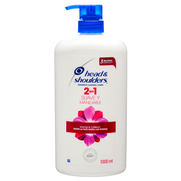 Head & Shoulders Shampoo 1Lt 2 En 1 Suave Y Manejable (9 Pack)