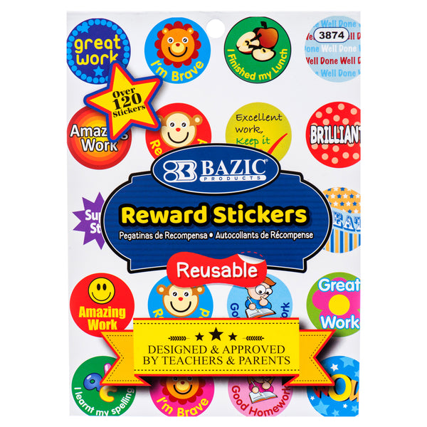 Reusable Reward Stickers, 4 Sheets (24 Pack)