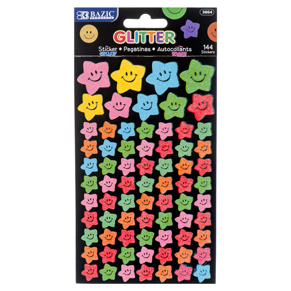 Glitter Star Stickers, 2 Sheets (24 Pack)