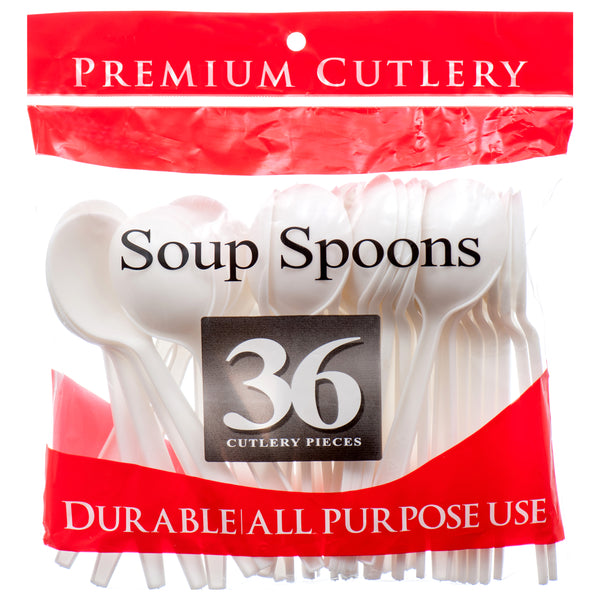 Plastic Soup Spoon 36Ct White Clr (36 Pack)
