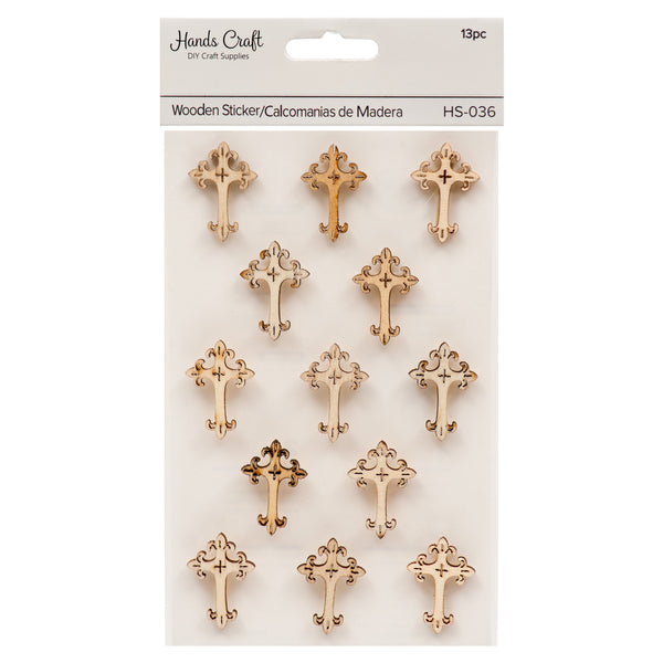 Angels Craft Wooden Cross Stickers (12 Pack)