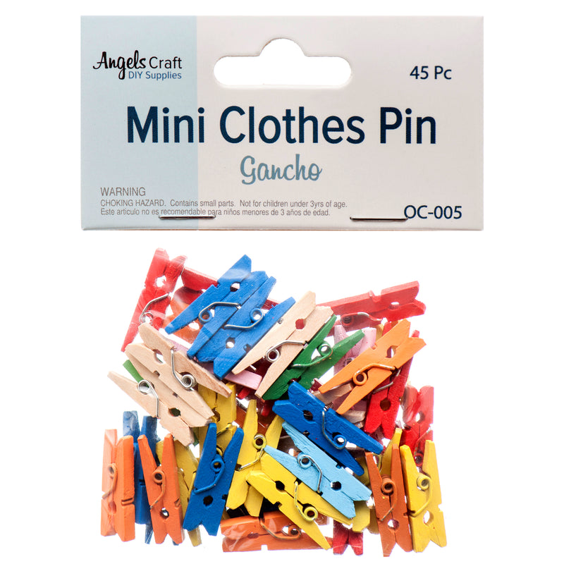 Angels Craft Wood Clothe Pins Asst Clr (12 Pack)
