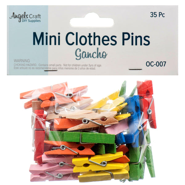 Angels Craft Wood Clothe Pins Asst Clr (12 Pack)