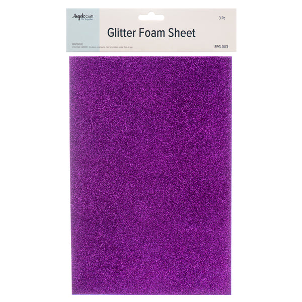 Craft Foam Sheet 8.5" X 11" 3Pcs Glitter 3 Asst Clr (12 Pack)