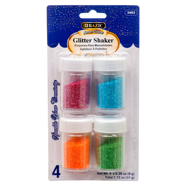 Neon Glitter Shakers, 0.2 oz, 4 Count (24 Pack)