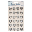 Angels Craft Stone Sticker 24 Ct Heart Silver (12 Pack)