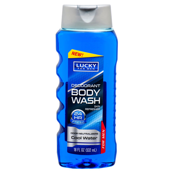 Lucky Body Wash, Cool Water, 18 oz (12 Pack)