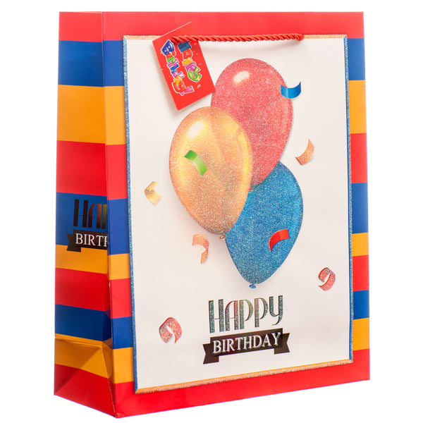 Gift Bag Birthday Medium Asst Clr & Degn (12 Pack)