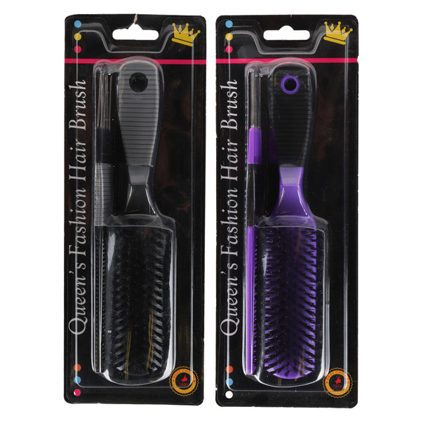 Hair Brush Bristle W/Pic Asst Color (12 Pack)