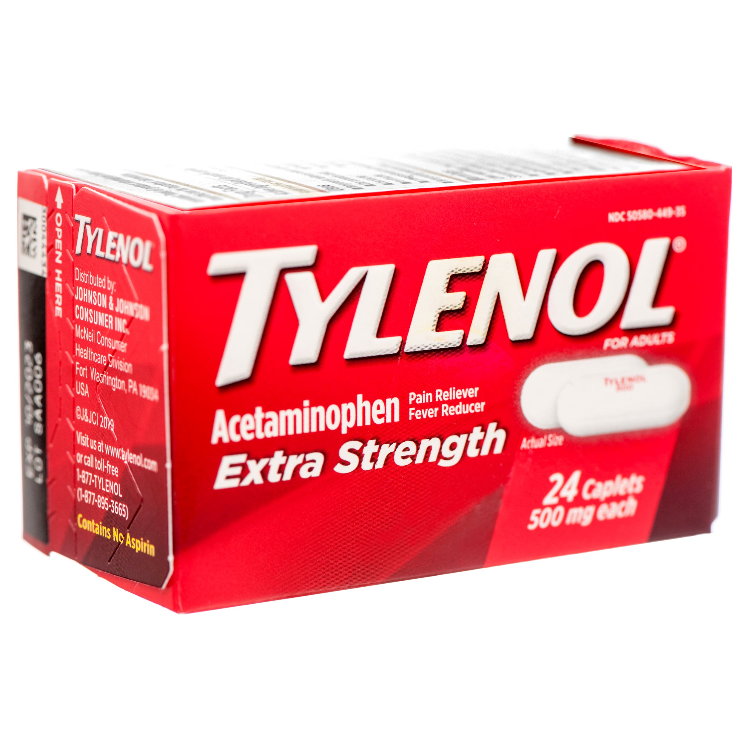 Tylenol Extra Strength acetaminophen 500 mg pain reliever fever reducer 24 caplets box