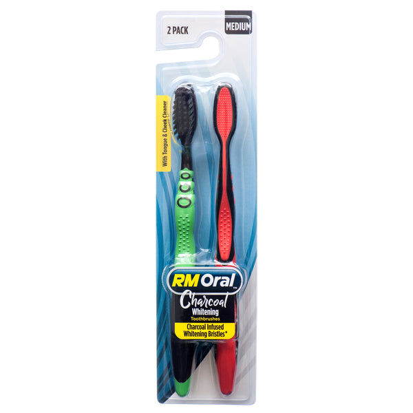 Charcoal Toothbrush, Medium, 2 Count (12 Pack)