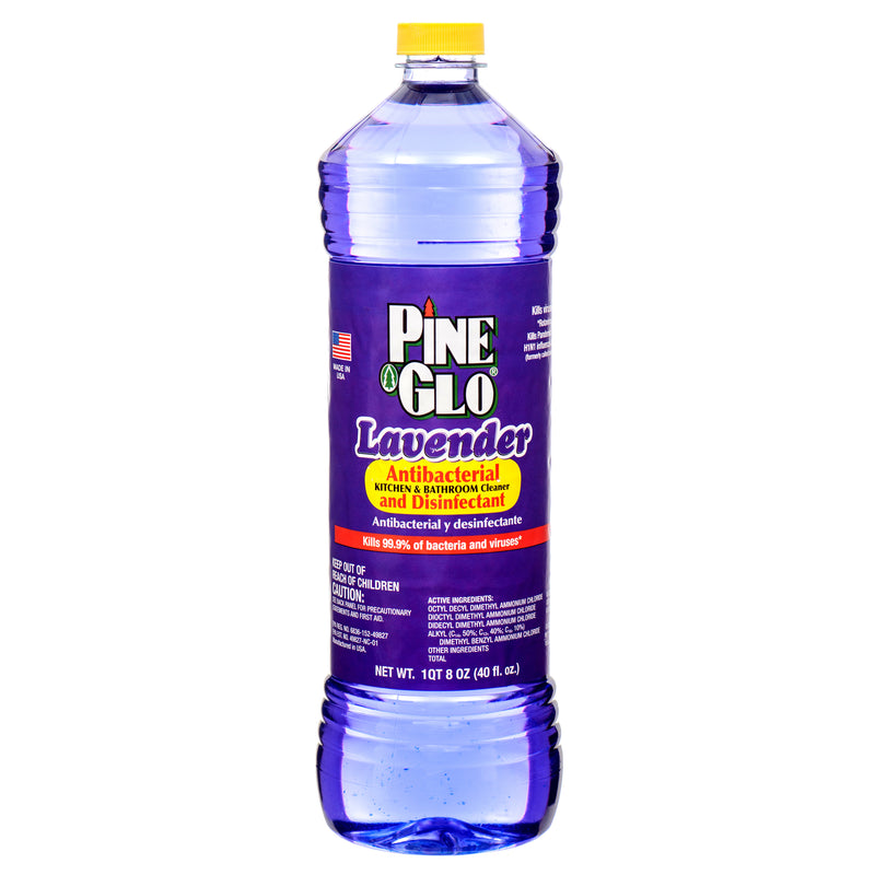 Pine Glo Antibacterial & Disinfectant Cleaner, Lavender, 40 oz (12 Pack)