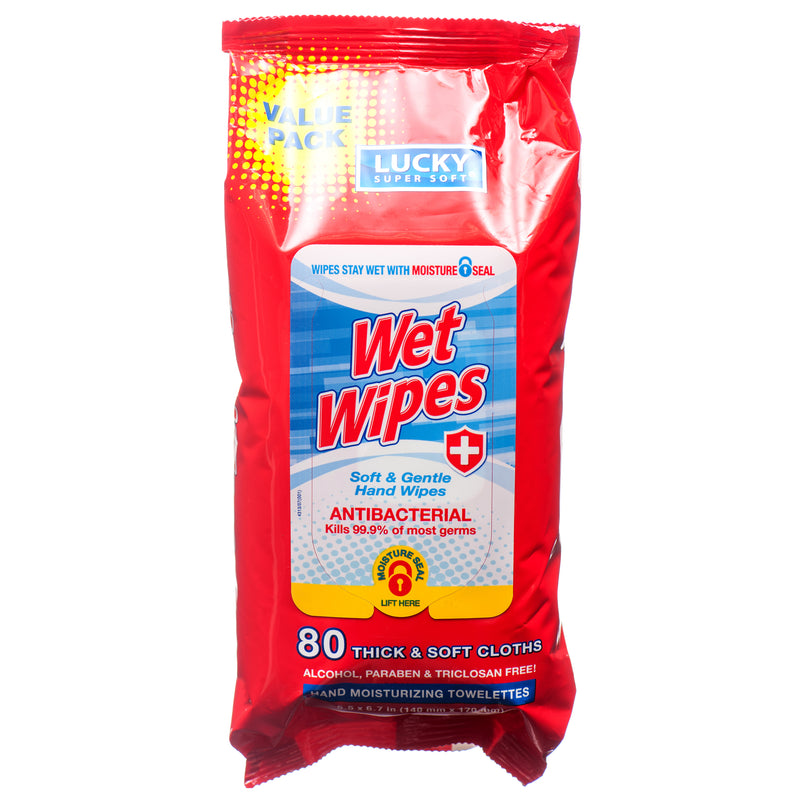 Lucky Wet Wipes, 80 Count (12 Pack)