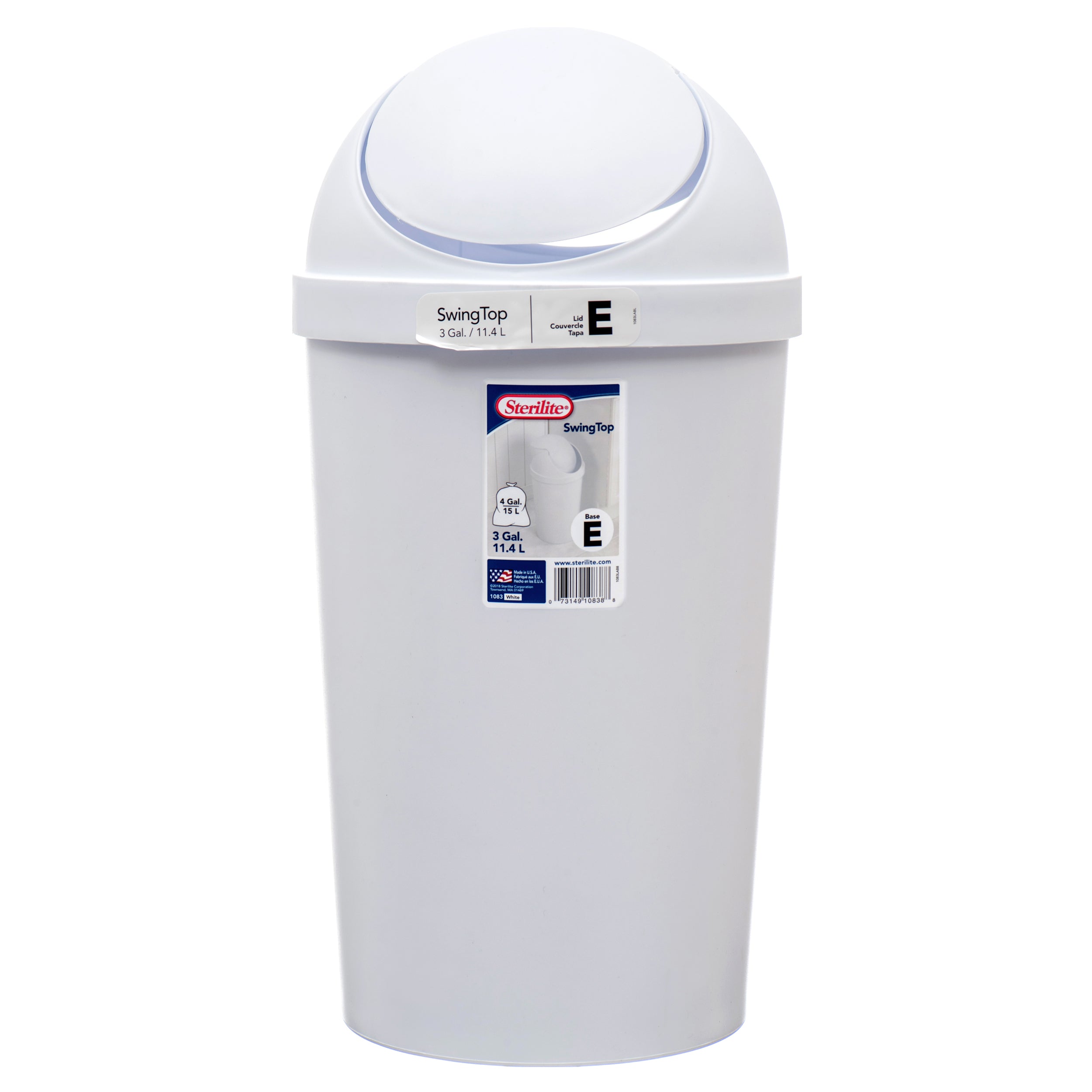 Sterilite Wastebasket S/T 3 Gal White (Pack Of 1)
