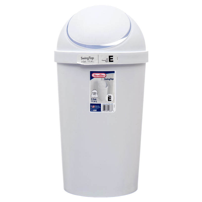 Sterilite Wastebasket S/T 3 Gal White (6 Pack)