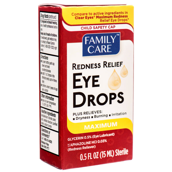 Family Care Redness Relief Eye Drops 0.5 Oz (24 Pack)