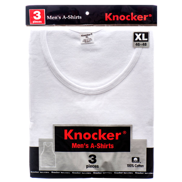 Knocker Men's White A-Shirt, X-Large, 3 Count (4 Pack)