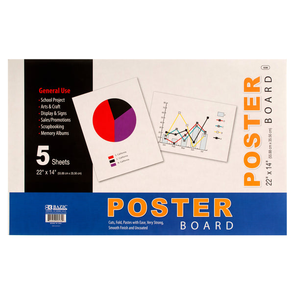 White Poster Board, 5 Count (48 Pack)