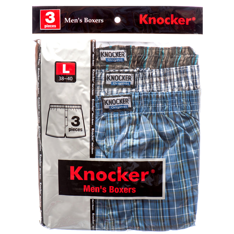 Knocker Men's Boxer Shorts, Large, 3 Count (4 Pack)