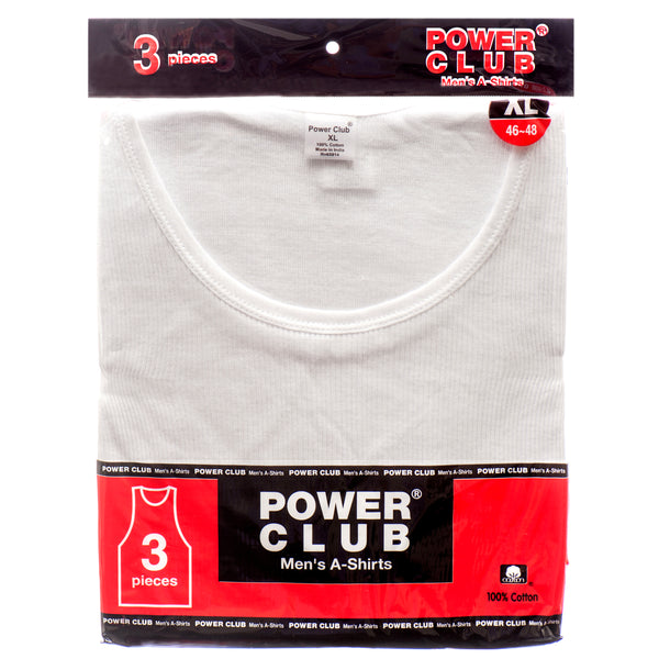 Men's Power Club A-Shirt, X-Large, 3 Count (4 Pack)
