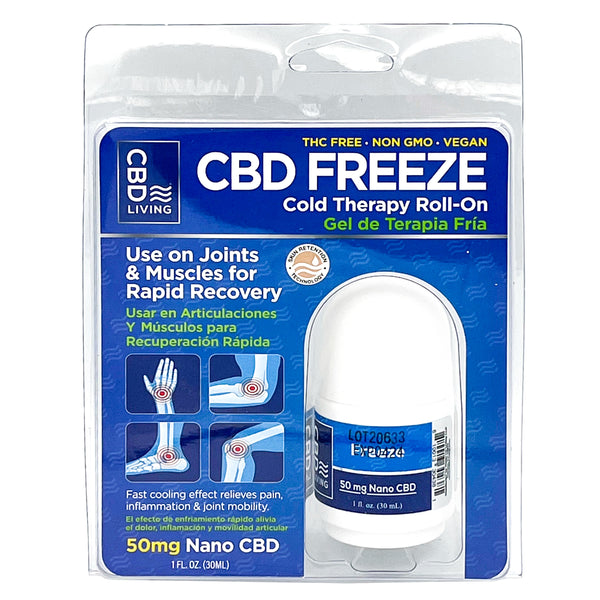 CBD LIVING CBD FREEZE COLD THERAPY ROLL-ON 1 OZ (50MG) (18 Pack)