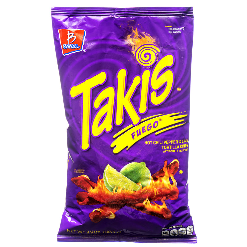 Takis Fuego Hot Chili Pepper & Lime Tortilla Chips, 9.8 oz (14 Pack)