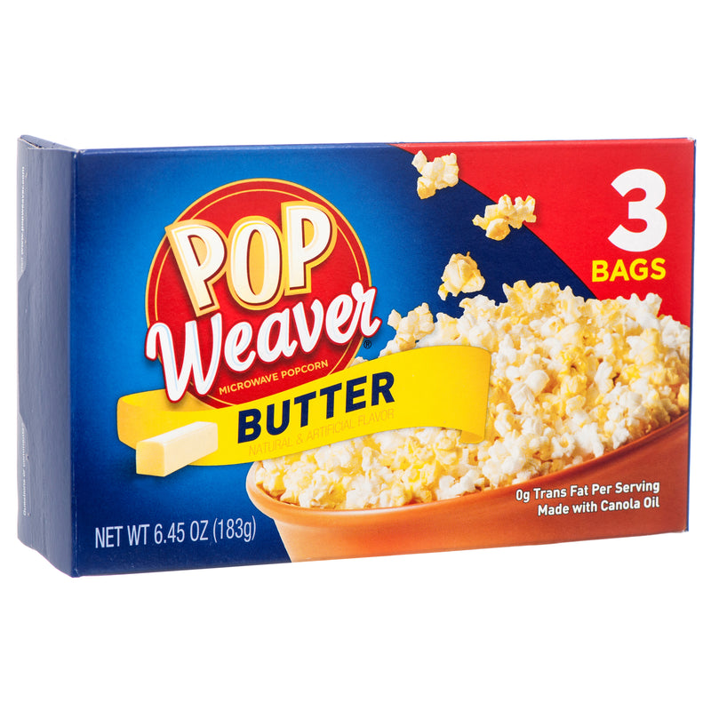 Pop Weaver Butter Popcorn, 3 Count (12 Pack)