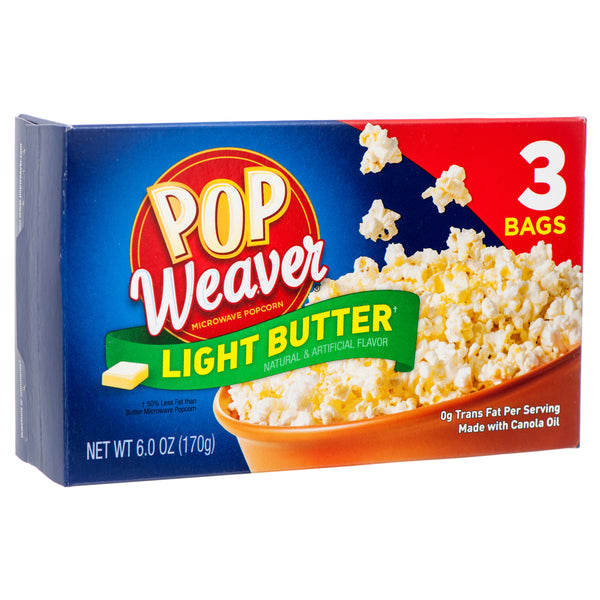 Pop Weaver Popcorn, Light Butter, 3 Count (Pack of 12 Units)