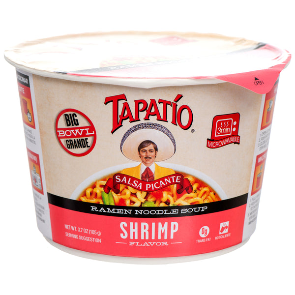 Tapatio Big Bowl Instant Ramen Noodle Soup, Shrimp, 3.7 oz (6 Pack)