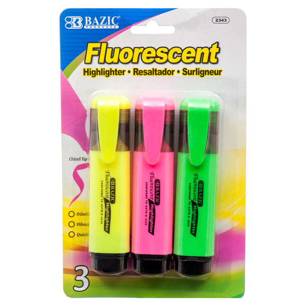 Fluorescent Highlighter w/ Pocket Clip (24 Pack)
