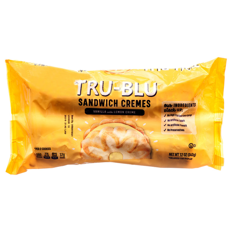Tru-Blu Lemon Cream Sandwich Cookies, 12 oz (12 Pack)