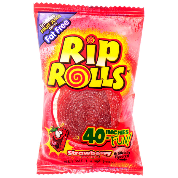 Rip Roll Sour Candy, Strawberry (24 Pack)