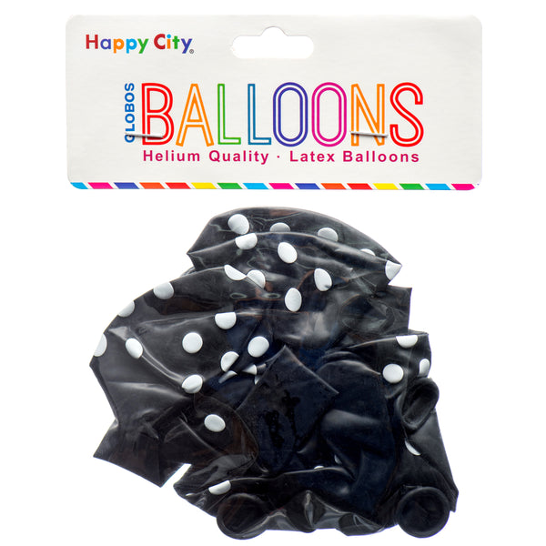 Globos Balloons Polka Dot Black (12 Pack)