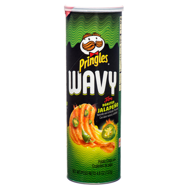 Pringles Wavy Fire Roasted Jalapeño Potato Chips, 4.6 oz (8 Pack)