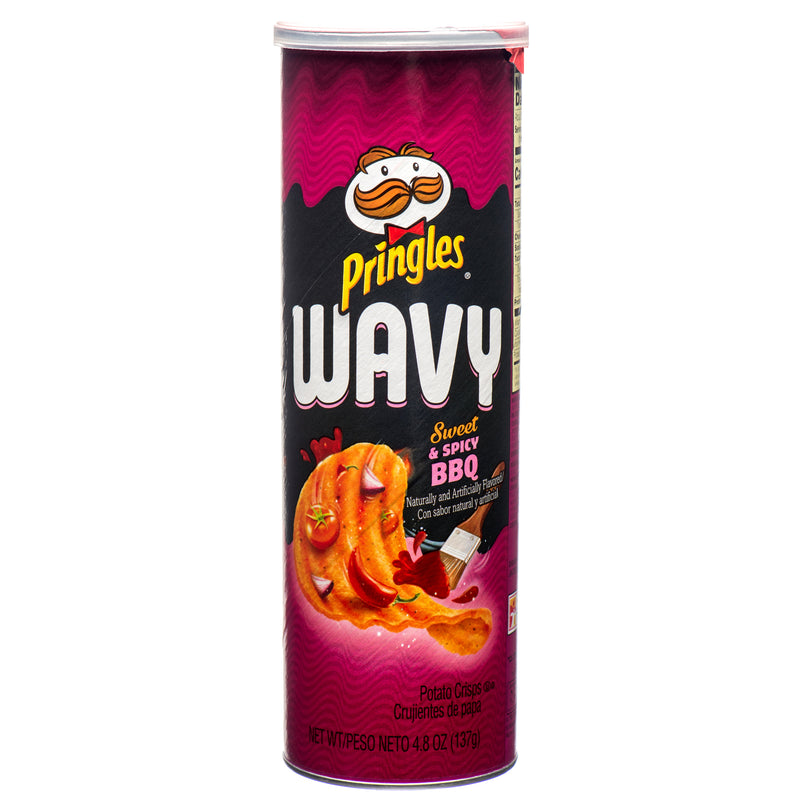 Pringles Wavy Extra BBQ Potato Chips, 4.6 oz (8 Pack)
