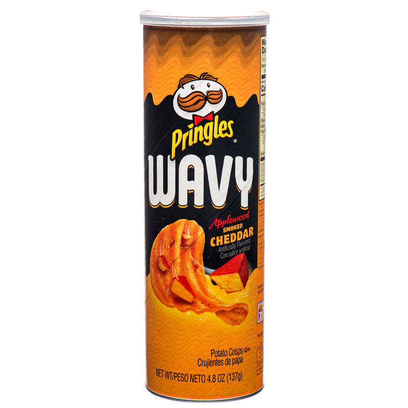 Pringles Wavy Smoked Cheddar Potato Chips, 4.6 oz (8 Pack)