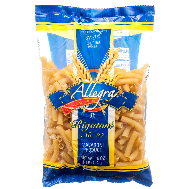Allegra Pasta, Rigatoni, 16 oz (20 Pack)