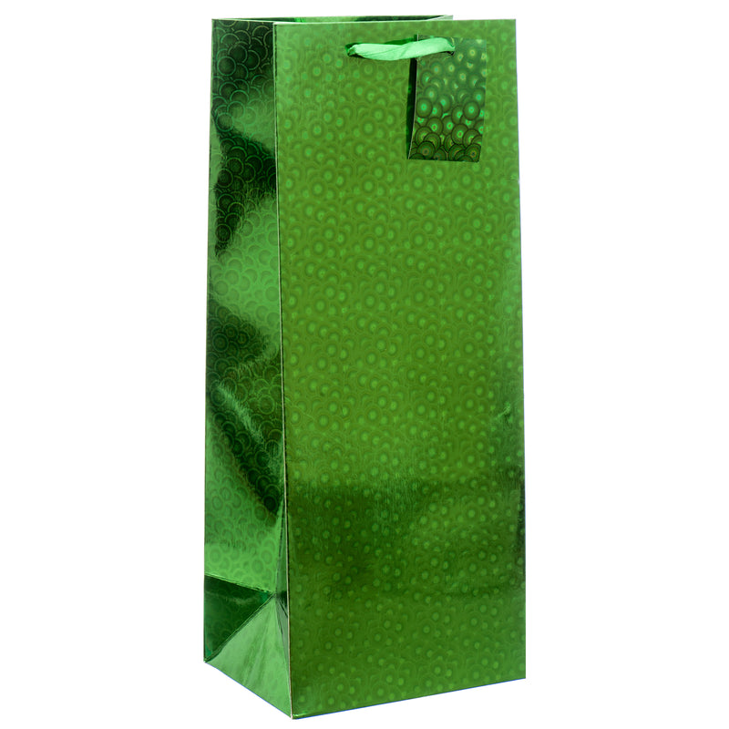 Premium Gift Bag Hologram Wine Bottle Asst Color (12 Pack)