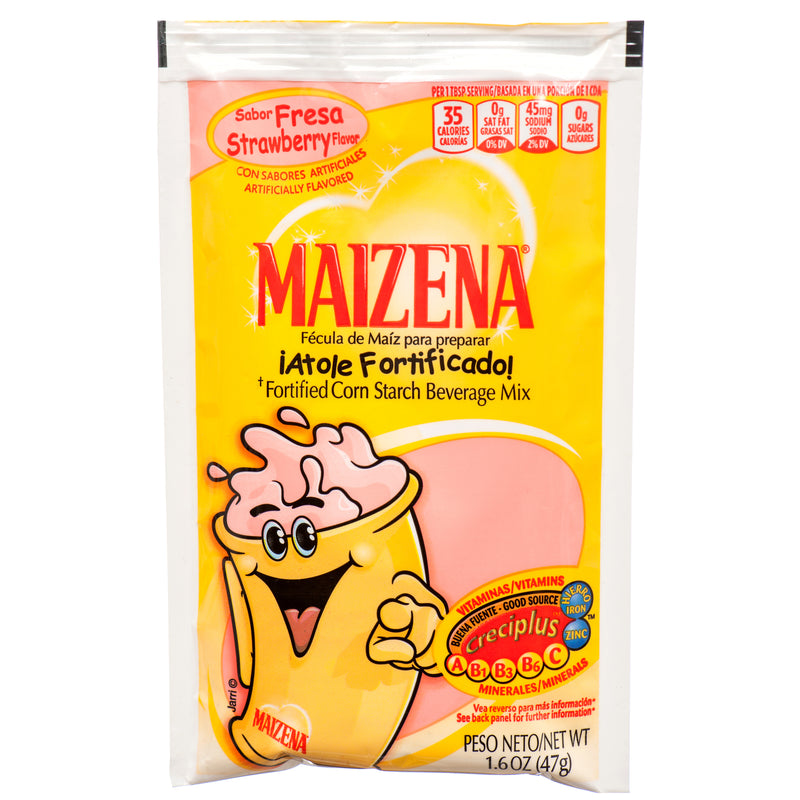 Maizena Atole Corn Starch Beverage Mix, Strawberry, 1.6 oz (48 Pack)