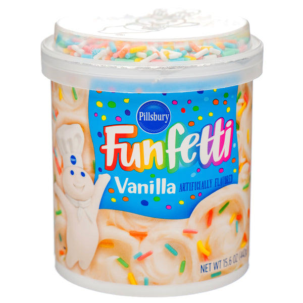 Pillsbury Funfetti Frosting, Vanilla, 15.6 oz (8 Pack)