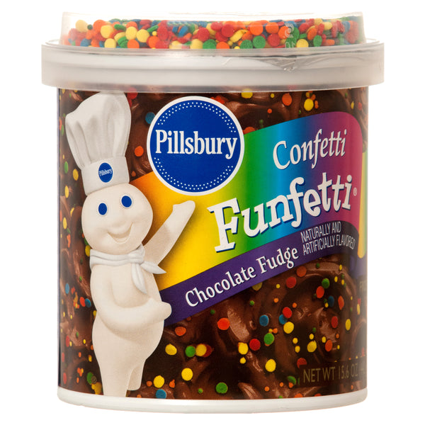 Pillsbury Frosting Confetti Funfetti, Chocolate Fudge, 15.6 oz (8 Pack)