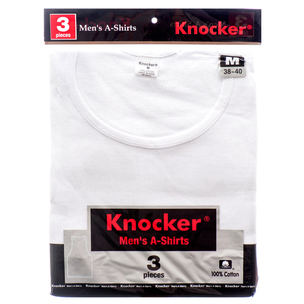 Knocker Men's White A-Shirt, Medium, 3 Count (4 Pack)